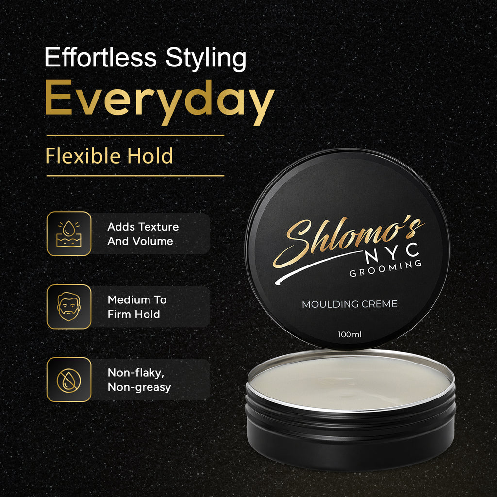 Shlomo's NYC Grooming Molding Crème, Medium to Firm Hold, Matte to Natural Finish, Adds Texture and Volume, All Hair Types, 100 ml