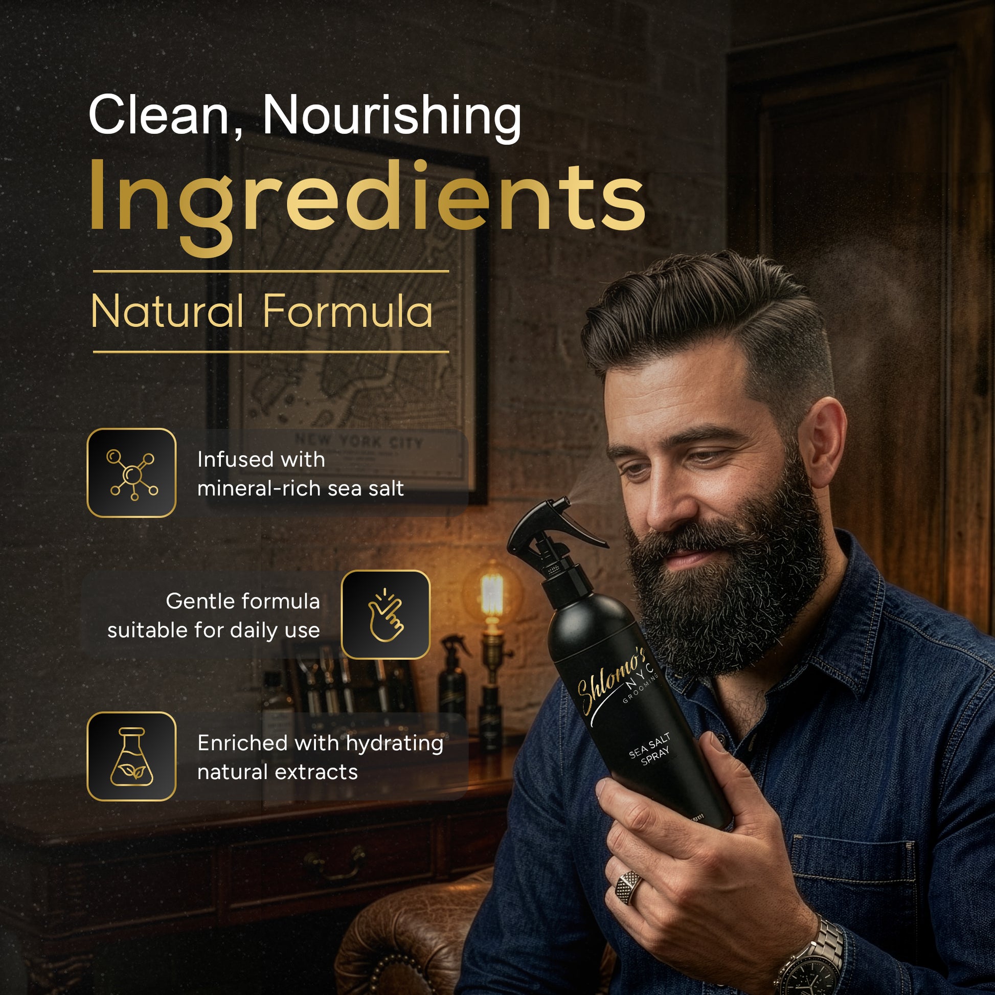 Sea Salt Spray for Men, Natural and Organic Texturizing Spray - Adds thickness, Volume and Matte Textured Finish, For Everyday Use to Create Stylish Hairs, Perfect for Different Hair Types, 8.5 oz
