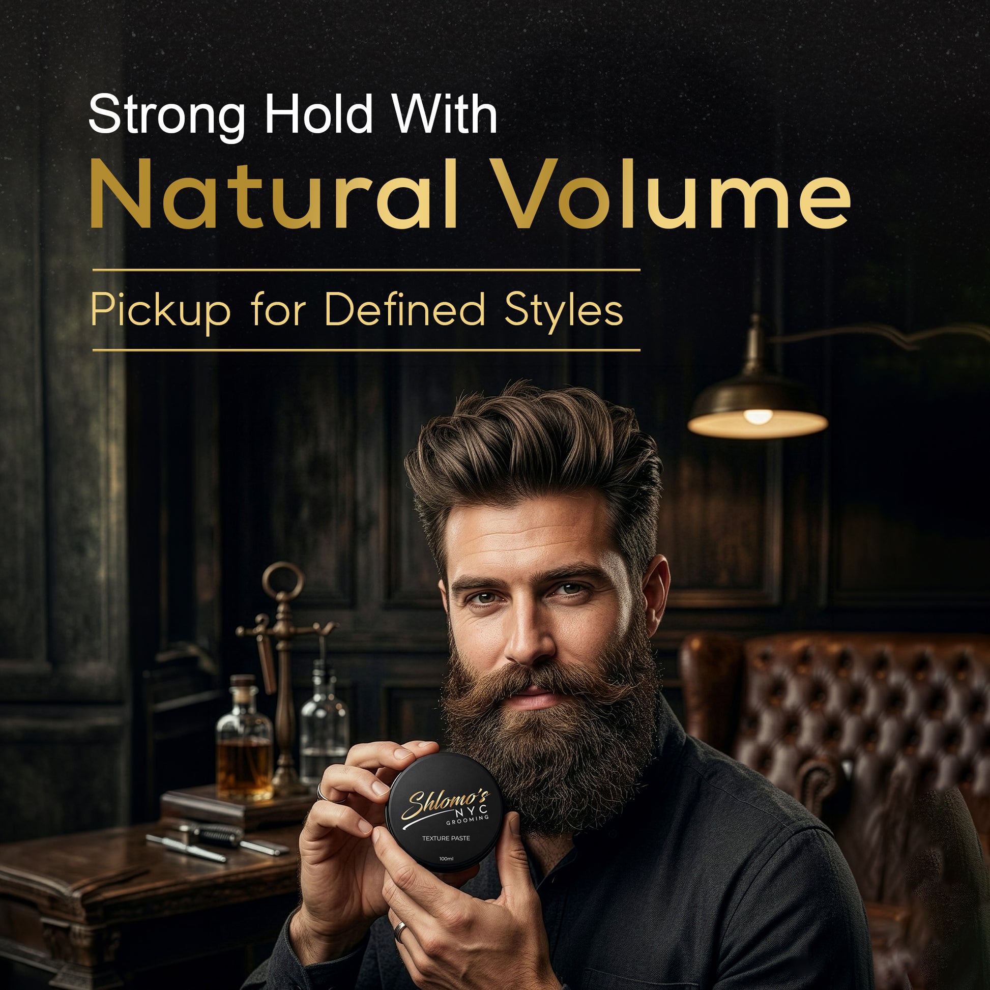 Shlomo's NYC Grooming Texture Paste, Strong Flexible Hold, Matte Finish, 100ml