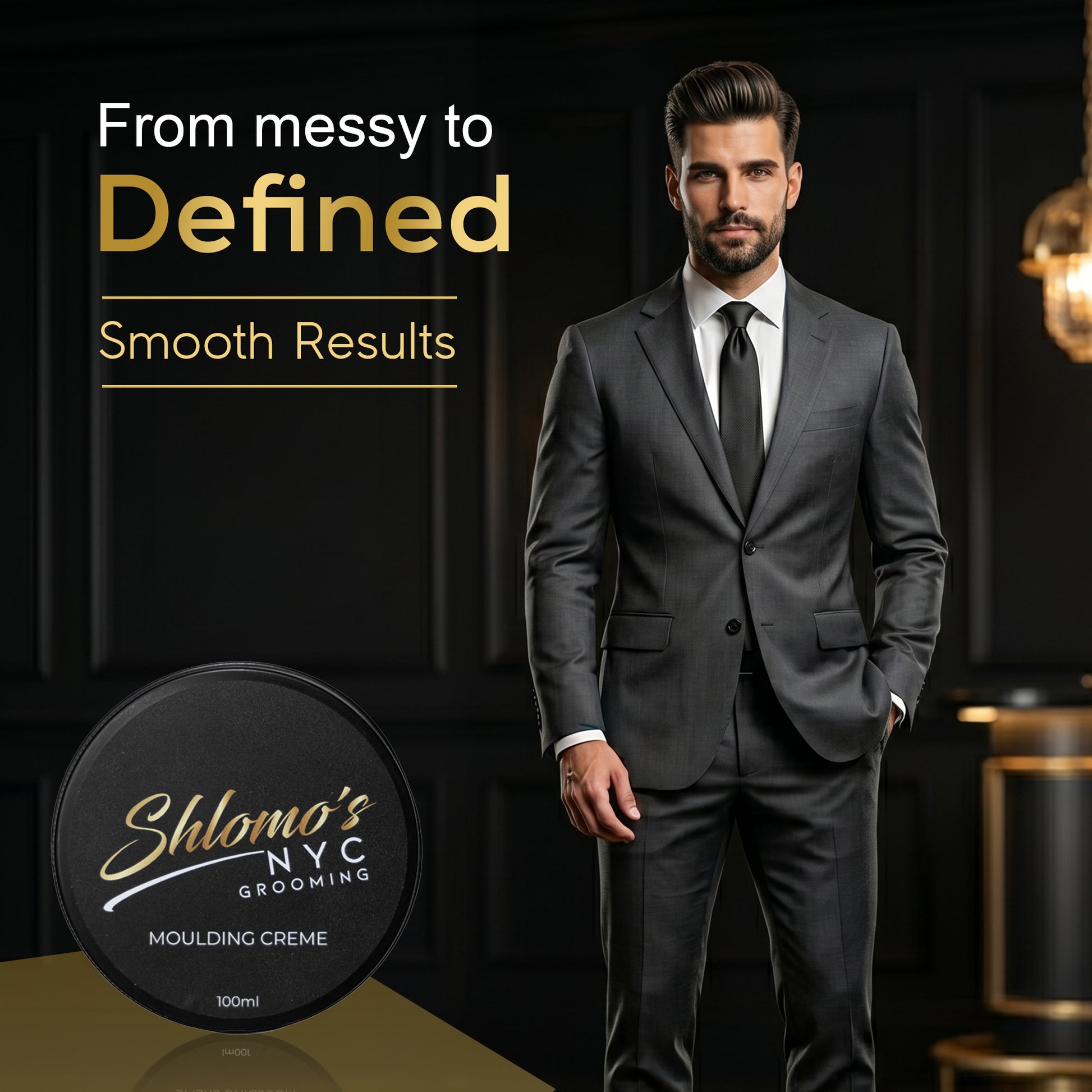 Shlomo's NYC Grooming Molding Crème, Medium to Firm Hold, Matte to Natural Finish, Adds Texture and Volume, All Hair Types, 100 ml