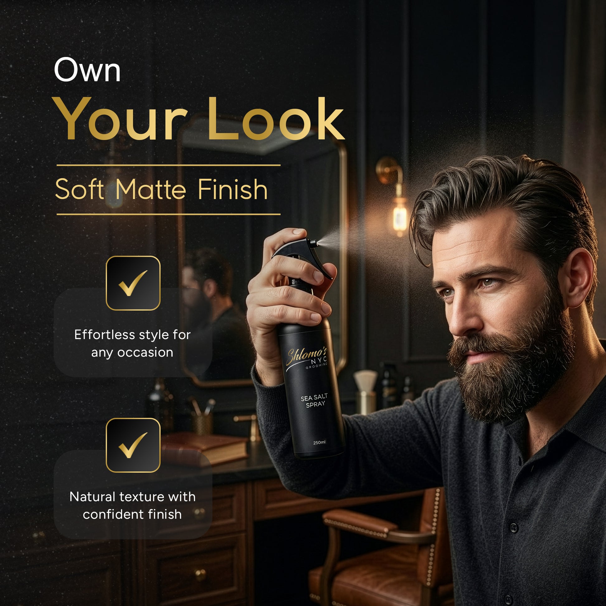 Sea Salt Spray for Men, Natural and Organic Texturizing Spray - Adds thickness, Volume and Matte Textured Finish, For Everyday Use to Create Stylish Hairs, Perfect for Different Hair Types, 8.5 oz