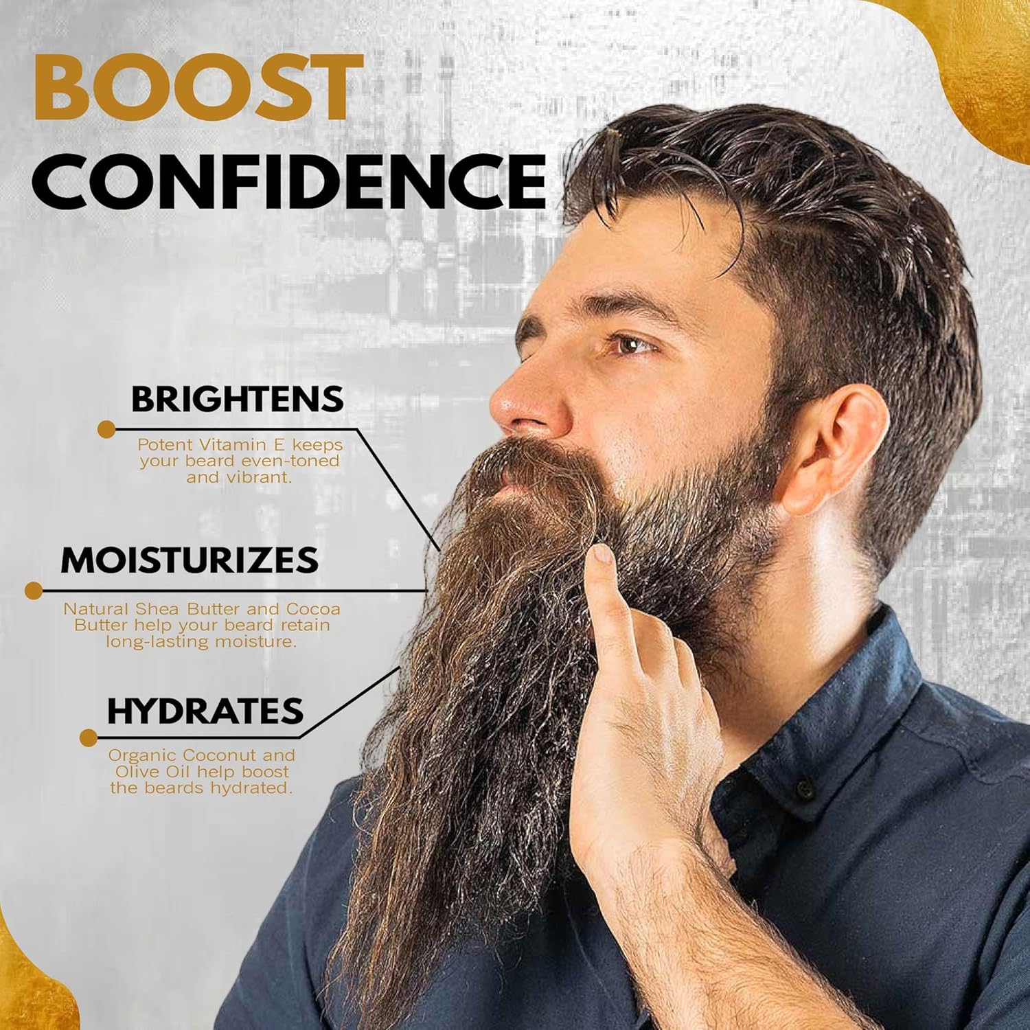 Mens Beard Balm – Smooth, Shape, Moisturize & Soften Coarse, All Natural and organic ingredients,Hydrates dry beard hair and promotes growth for a healthier look