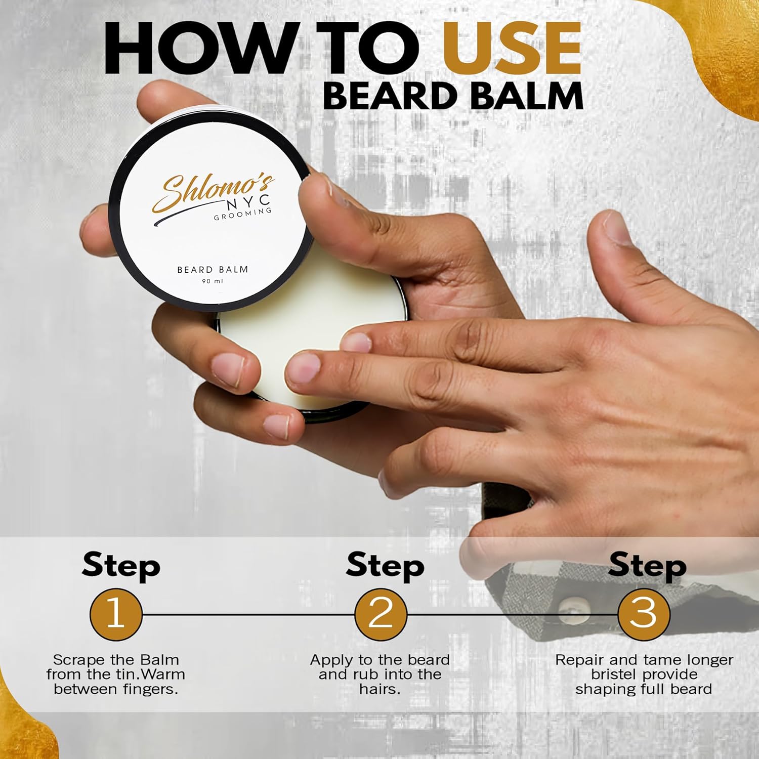 Mens Beard Balm – Smooth, Shape, Moisturize & Soften Coarse, All Natural and organic ingredients,Hydrates dry beard hair and promotes growth for a healthier look
