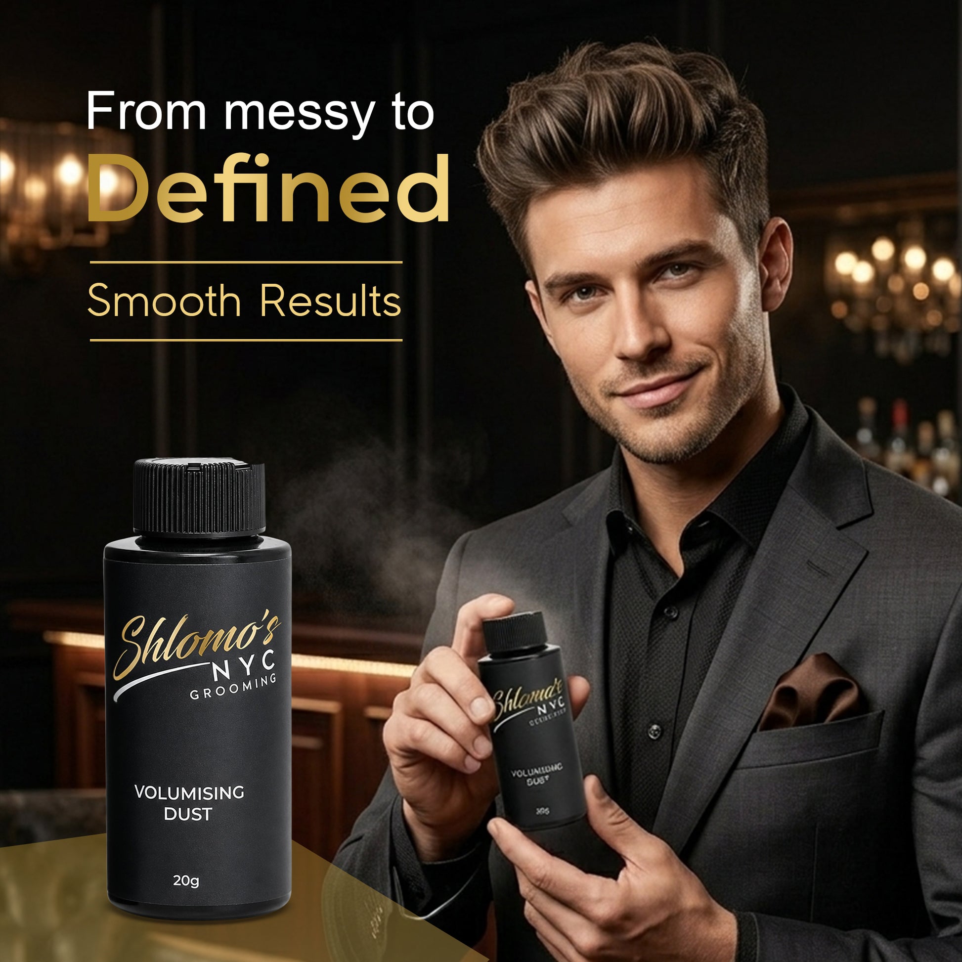Shlomo's NYC Grooming Volumising Dust, Lightweight Texture Powder for Instant Lift, Volume, and Matte Finish, 20g